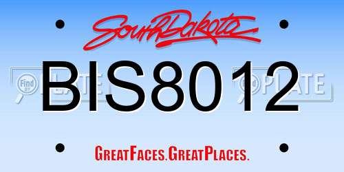 BIS8012 South Dakota License Plate