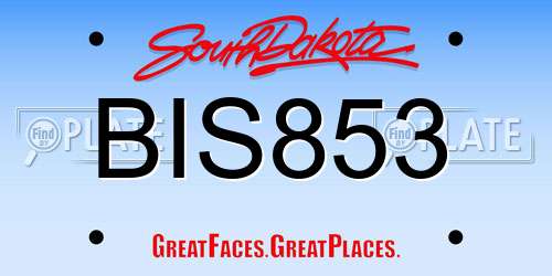 BIS853 South Dakota License Plate