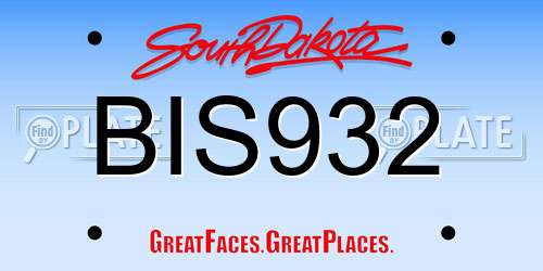 BIS932 South Dakota License Plate