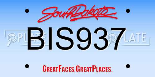 BIS937 South Dakota License Plate