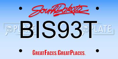 BIS93T South Dakota License Plate