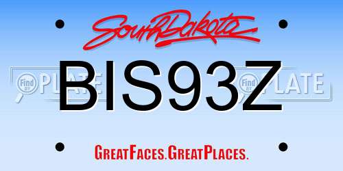 BIS93Z South Dakota License Plate