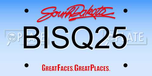 BISQ25 South Dakota License Plate