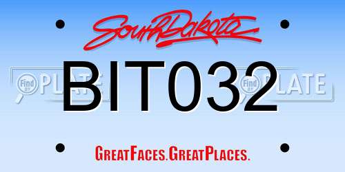 BIT032 South Dakota License Plate