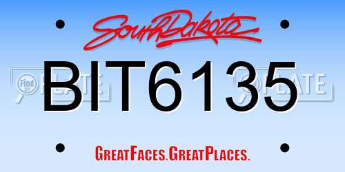 BIT6135 South Dakota License Plate