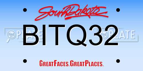 BITQ32 South Dakota License Plate