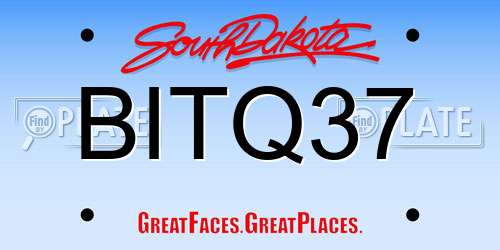 BITQ37 South Dakota License Plate