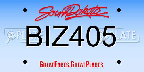 BIZ405 South Dakota License Plate