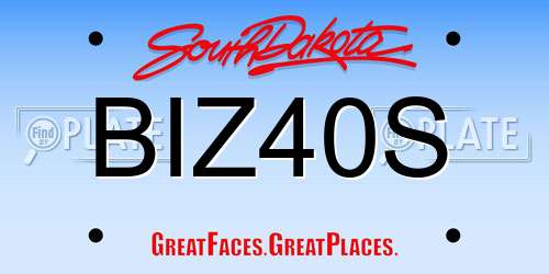 BIZ40S South Dakota License Plate