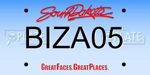 BIZA05 South Dakota License Plate