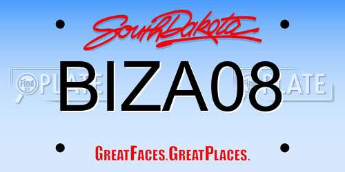 BIZA08 South Dakota License Plate