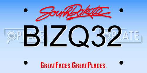 BIZQ32 South Dakota License Plate