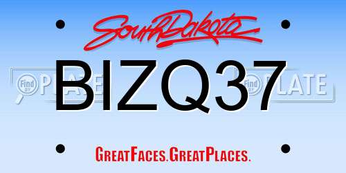 BIZQ37 South Dakota License Plate