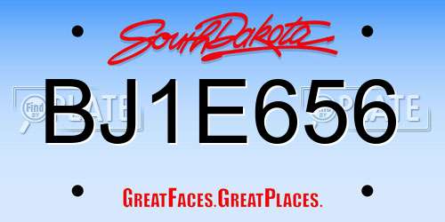 BJ1E656 South Dakota License Plate
