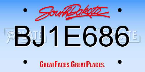 BJ1E686 South Dakota License Plate