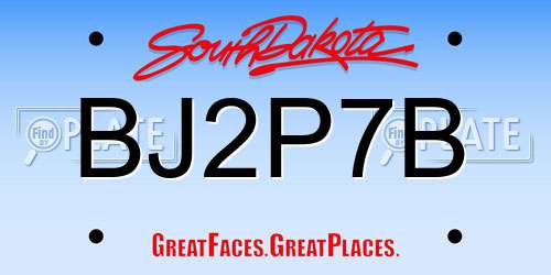BJ2P7B South Dakota License Plate