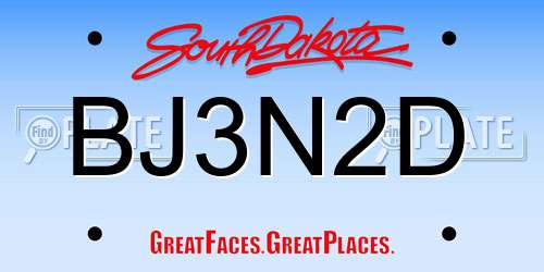 BJ3N2D South Dakota License Plate