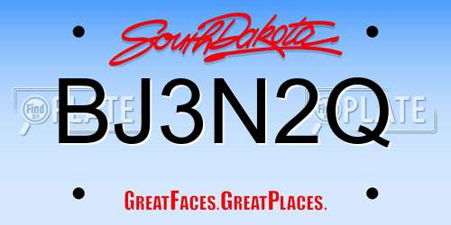 BJ3N2Q South Dakota License Plate