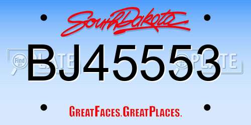 BJ45553 South Dakota License Plate