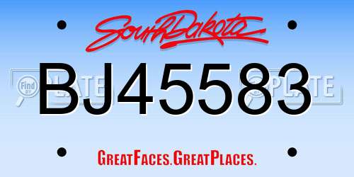 BJ45583 South Dakota License Plate