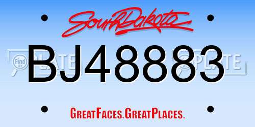 BJ48883 South Dakota License Plate