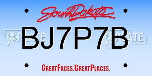 BJ7P7B South Dakota License Plate