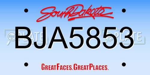 BJA5853 South Dakota License Plate