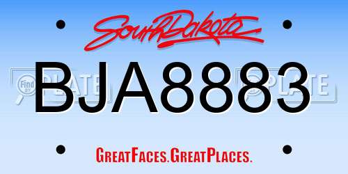 BJA8883 South Dakota License Plate