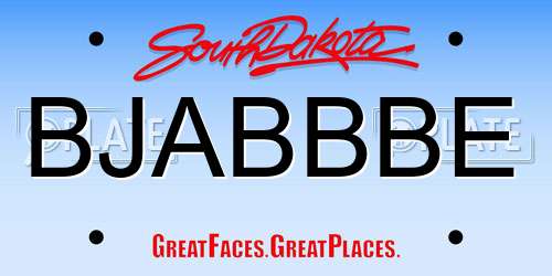 BJABBBE South Dakota License Plate