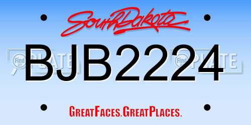BJB2224 South Dakota License Plate