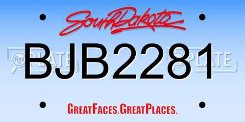 BJB2281 South Dakota License Plate