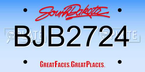 BJB2724 South Dakota License Plate