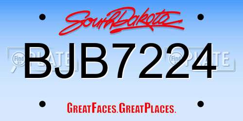 BJB7224 South Dakota License Plate