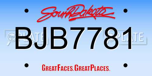 BJB7781 South Dakota License Plate