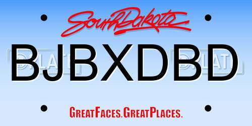 BJBXDBD South Dakota License Plate