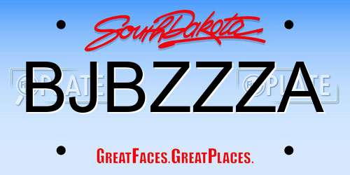 BJBZZZA South Dakota License Plate