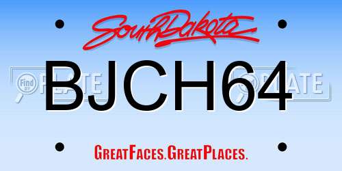 BJCH64 South Dakota License Plate