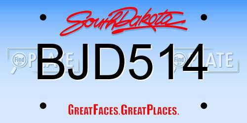 BJD514 South Dakota License Plate