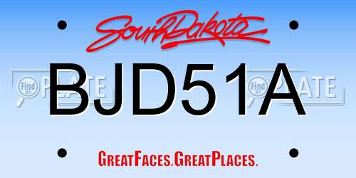 BJD51A South Dakota License Plate