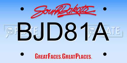 BJD81A South Dakota License Plate