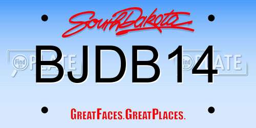 BJDB14 South Dakota License Plate