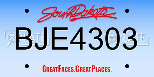 BJE4303 South Dakota License Plate