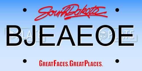 BJEAEOE South Dakota License Plate