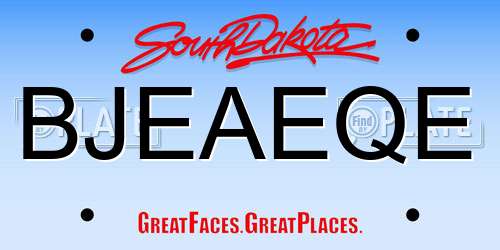 BJEAEQE South Dakota License Plate