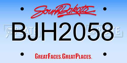 BJH2058 South Dakota License Plate