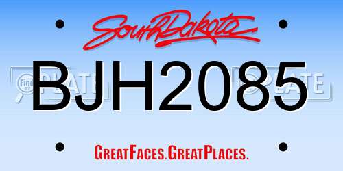 BJH2085 South Dakota License Plate