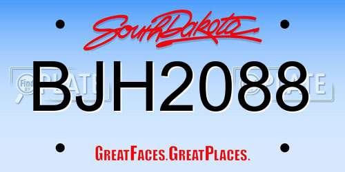 BJH2088 South Dakota License Plate
