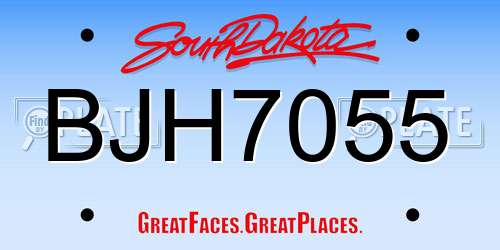 BJH7055 South Dakota License Plate