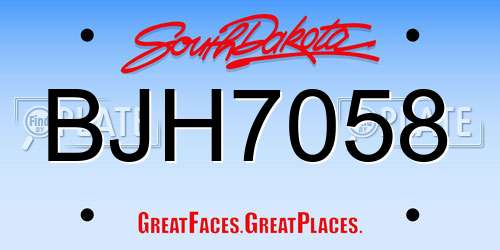 BJH7058 South Dakota License Plate
