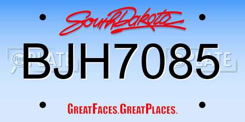 BJH7085 South Dakota License Plate